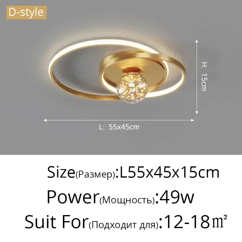 Modern gold-toned decorbites gypsophila chandelier with two concentric rings and central crystal for living room decor