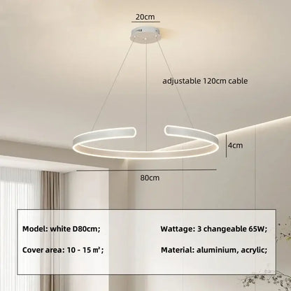 Modern white circular led ceiling light with sleek aluminum acrylic design for living room decorbites circle pendant chandelier