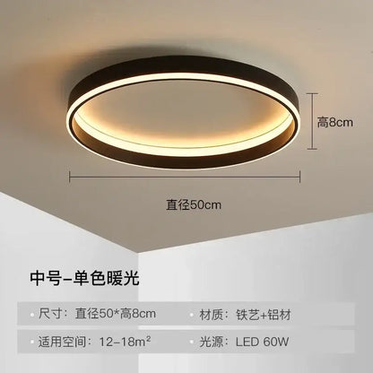 Modern black circular led ceiling light with warm glow made of iron and aluminum for living room decorbites circular led lighting