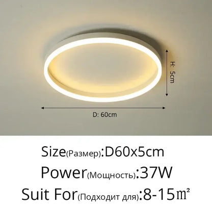 Modern black circular led ceiling light with sleek white frame and warm glow by decorbites for living room ceiling lights