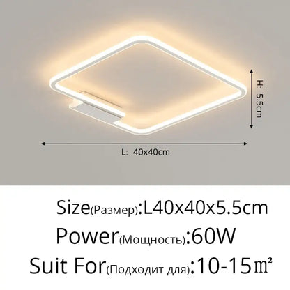 Modern black circular led indoor ceiling lamp with sleek white rectangular frame and glowing edges for decorbites ceiling lamp