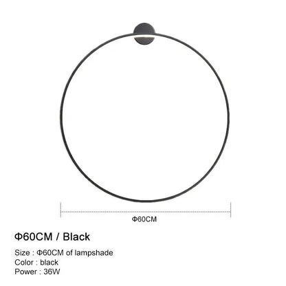 Modern black circular led wall lights with sleek minimalist design and 60cm diameter for bedroom decorbites wall lights