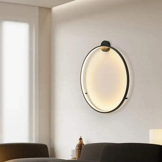 Modern black circular led wall lights with sleek frame and warm diffused lighting for bedroom decorbites led wall use
