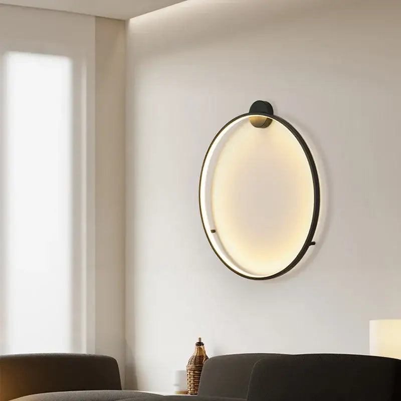 Modern black circular led wall lights with sleek frame and warm diffused lighting for bedroom decorbites led wall use