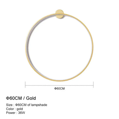 Gold circular lampshade wall lights with 60cm diameter for modern bedroom warm lighting by decorbites led wall lights