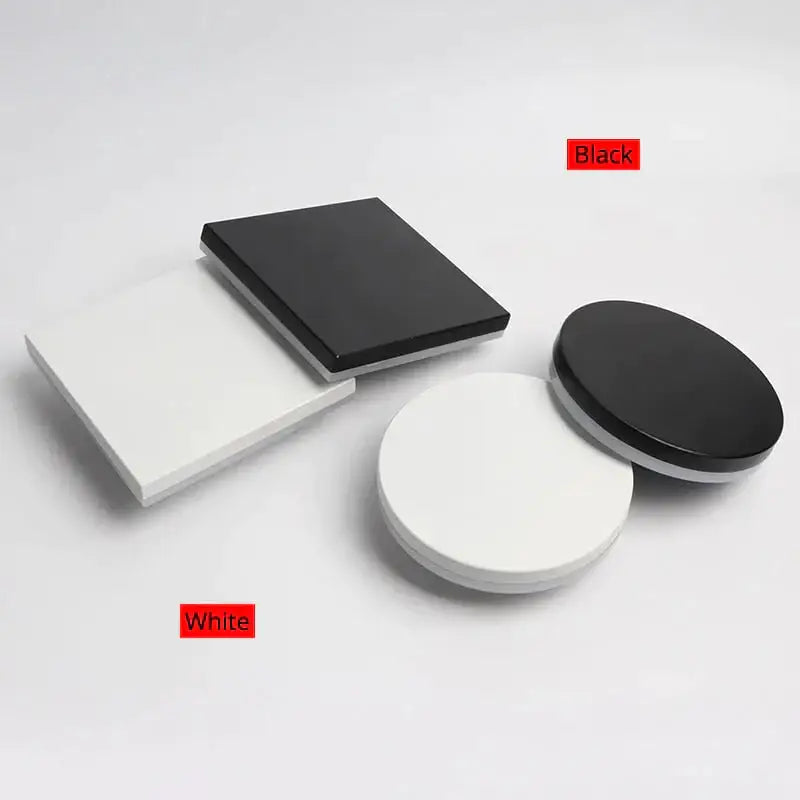 Modern black circular waterproof wall lamp with black and white ceramic tiles and a glossy finish for bedroom use