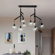 DecorBites™ ultra-modern black metal pendant light with clear glass globe bulbs for 110v-120v ceiling installation
