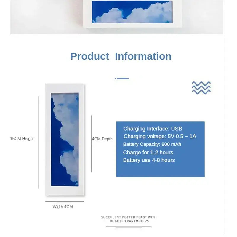 A sleek white-framed digital display night light featuring vibrant blue sky decorbites cloud night for bedroom decor
