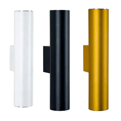 Modern black cob led wall lamp features cylindrical wall sconces in white, matte black, and brushed gold decorbites cob led finishes