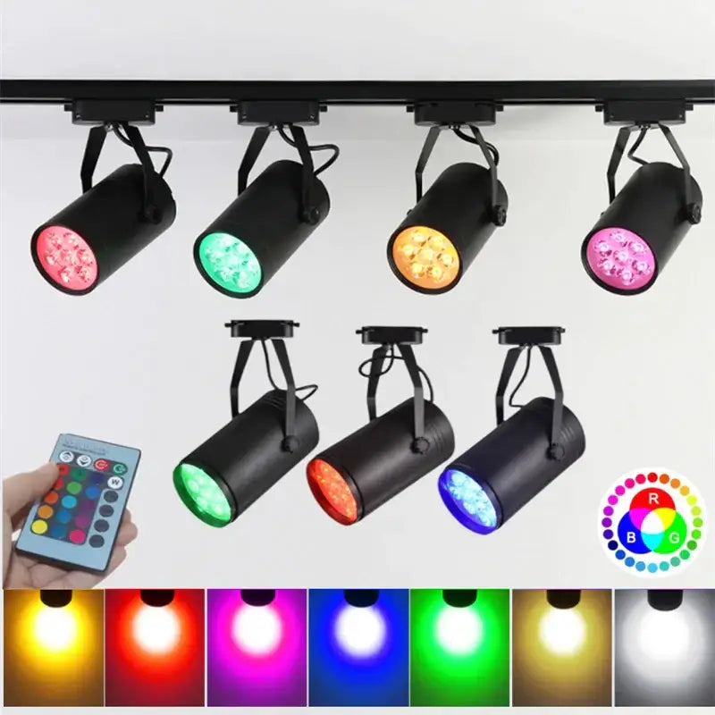 Modern black colorful rgb led track lights with multiple color-changing bulbs for ktv stage decorbites colorful rgb use