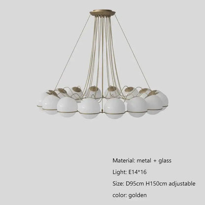 Modern black concentric pendant lights with golden metal frame and white glass shade led globe shades suspended by chains