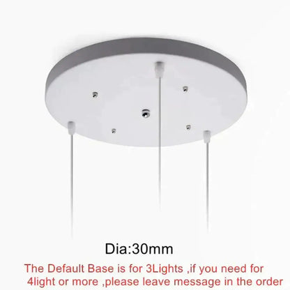 White circular ceiling light base with gray rim and three cords for modern black conical led pendant lamp kitchen island