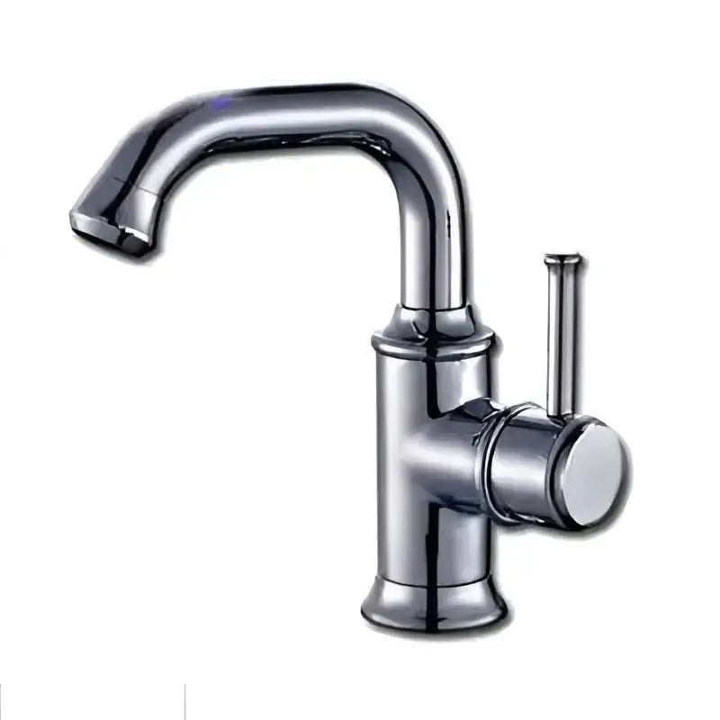 Chrome finished single-handle basin faucet with curved spout and cylindrical base for decorbites black antique brass decor