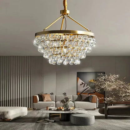 Modern black crystal bead chandelier with gold-toned frame and cascading clear crystal droplets for dining room decorbites black crystal
