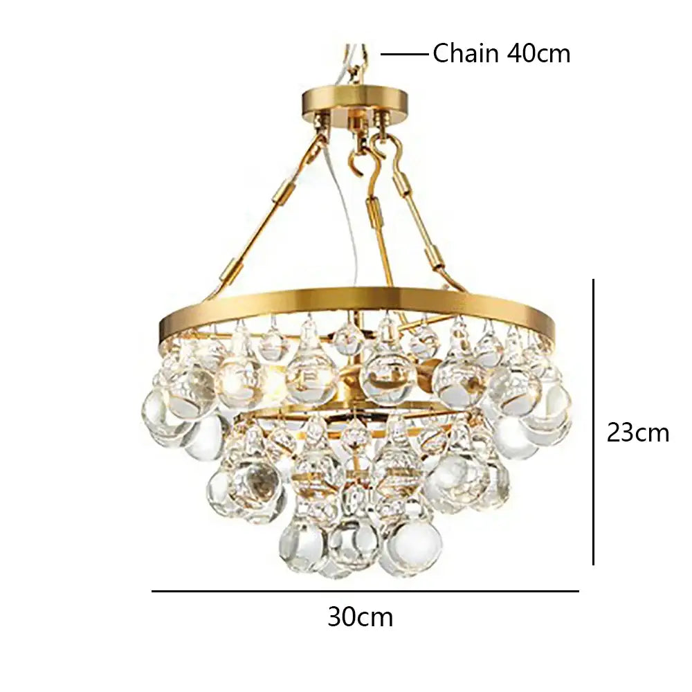 Modern black crystal bead chandelier featuring gold-finished frame with cascading clear crystal bead ceiling droplets
