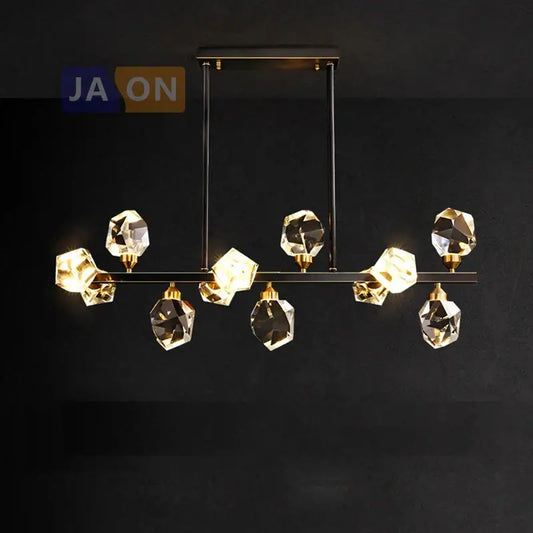 Modern black crystal copper chandelier featuring gold-toned metal frame and faceted glass shades for dining room decorbites black crystal