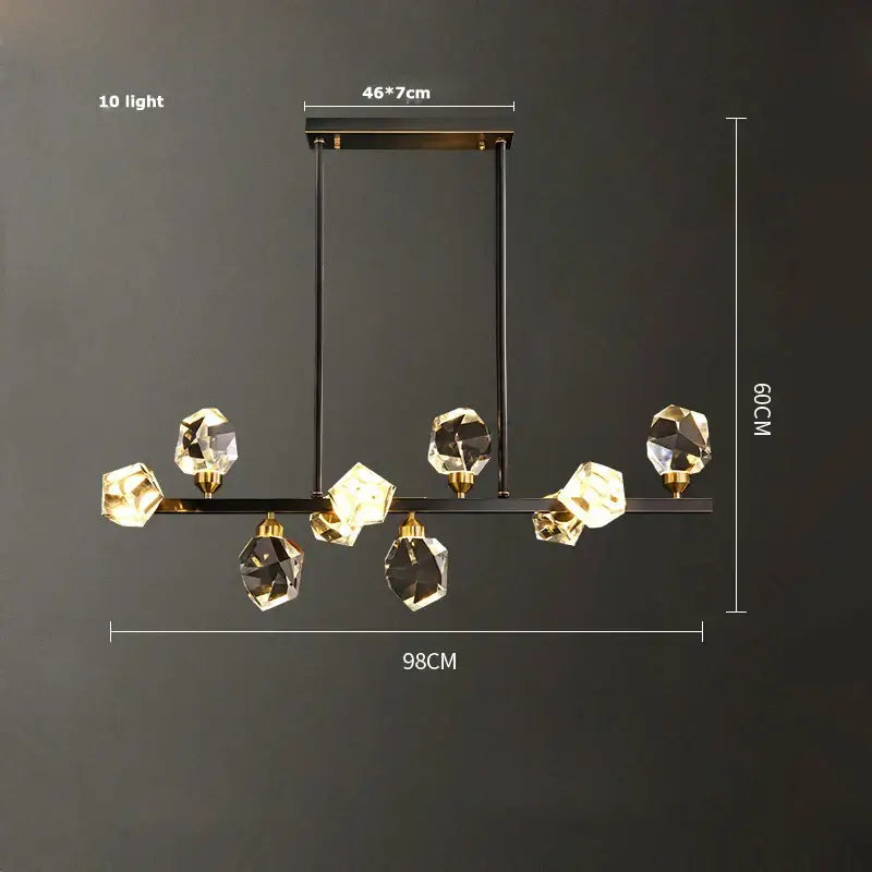 Modern black crystal copper chandelier with ten faceted lights ideal for dining room decorbites black crystal design