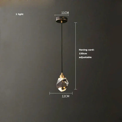Modern black crystal copper chandelier featuring a faceted clear glass globe and brass accents for dining room decorbites black crystal