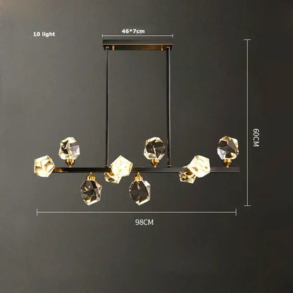 Modern black crystal copper led chandelier with ten faceted crystal lights for dining room decorbites black crystal