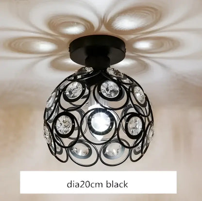 Modern black metal ceiling light with spherical design and crystals ideal as decorbites crystal flush mount ceiling light