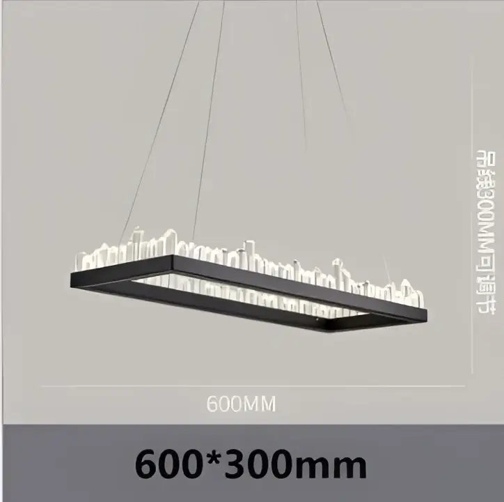 Modern black crystal led pendant light with sleek rectangular design and white led lights for dining room decorbites crystal led
