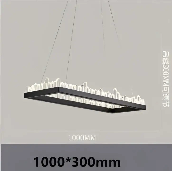 Modern black crystal led pendant light featuring a cityscape silhouette design for pendant lights decorbites crystal led decor