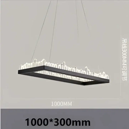 Modern black crystal led pendant light featuring a cityscape silhouette design for pendant lights decorbites crystal led decor