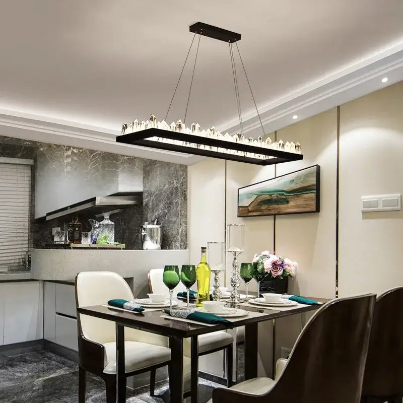 Modern black crystal led pendant light dining room chandelier with decorbites crystal led pendant lights above table