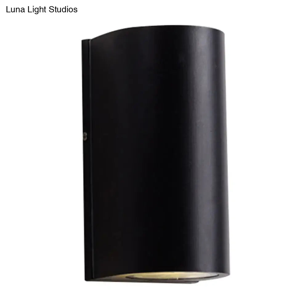 Modern black cube led wall sconce porch light with matte finish curved top for 110v-120v or 220v-240v use