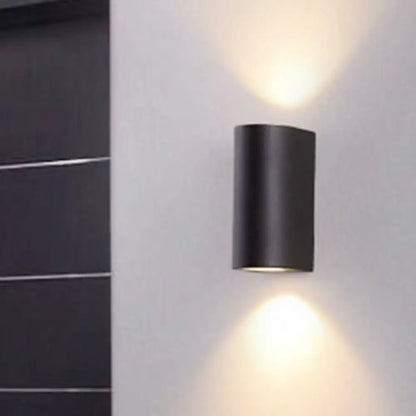 Modern black cube led wall sconce porch light 110v-120v with matte finish emitting warm light