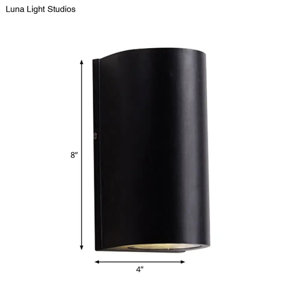 Modern black cube led wall sconce porch light 110v-120v with matte finish and 8-inch height in cylindrical design