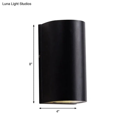 Modern black cube led wall sconce porch light 110v-120v with matte finish and 8-inch height in cylindrical design