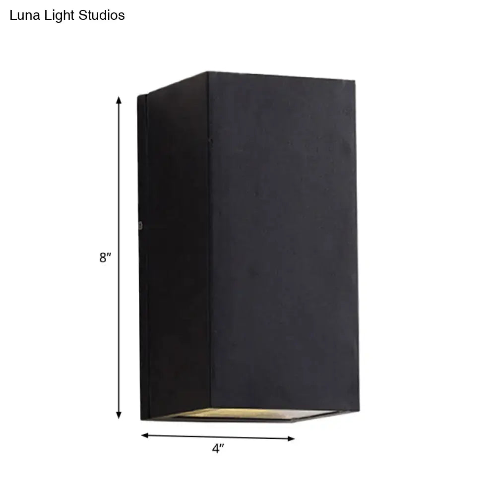 Modern black cube led wall sconce with matte finish and warm illumination for porch light 110v-120v use