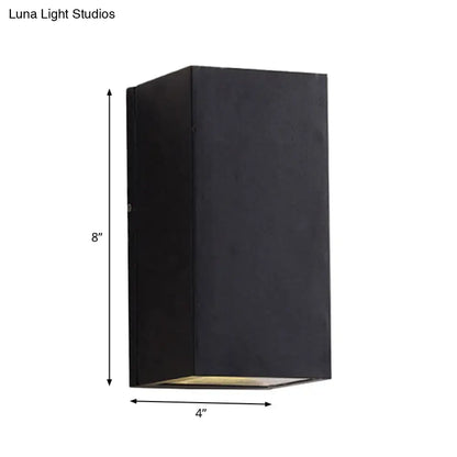 Modern black cube led wall sconce with matte finish and warm illumination for porch light 110v-120v use