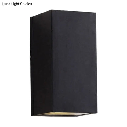 Modern black cube led wall sconce porch light with matte finish and warm base light for 110v-120v or 220v-240v use