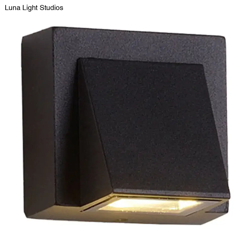 Modern black cube led wall sconce with textured finish and recessed warm light for 110v-120v or 220v-240v use