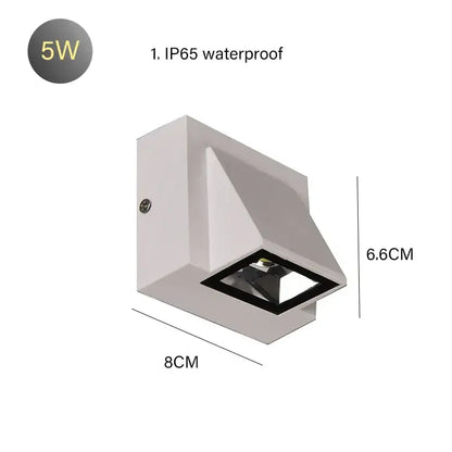 White angular outdoor wall lamp with black lens 5w power rating motion sensor led for modern outdoor use
