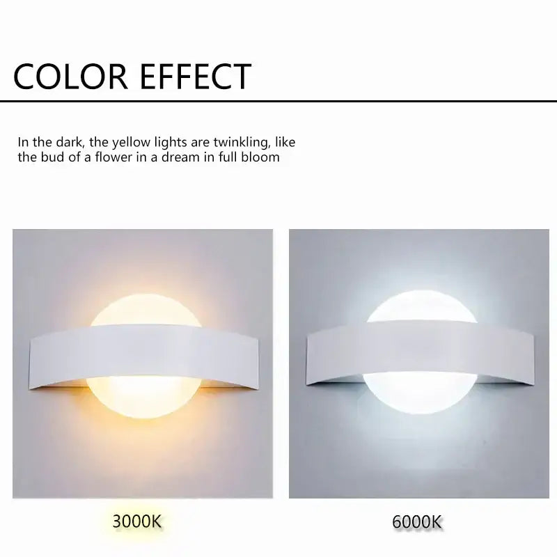 Modern black curved led wall light with sleek design and warm yellow or cool white led lighting for kitchen and dining