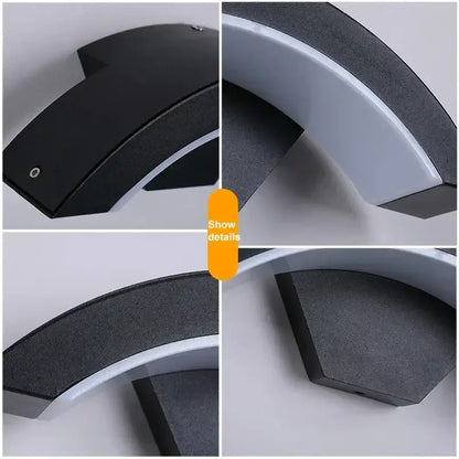 Modern black and white curved led waterproof outdoor wall lamp with sleek minimalist design and porch motion sensor decorbites led waterproof