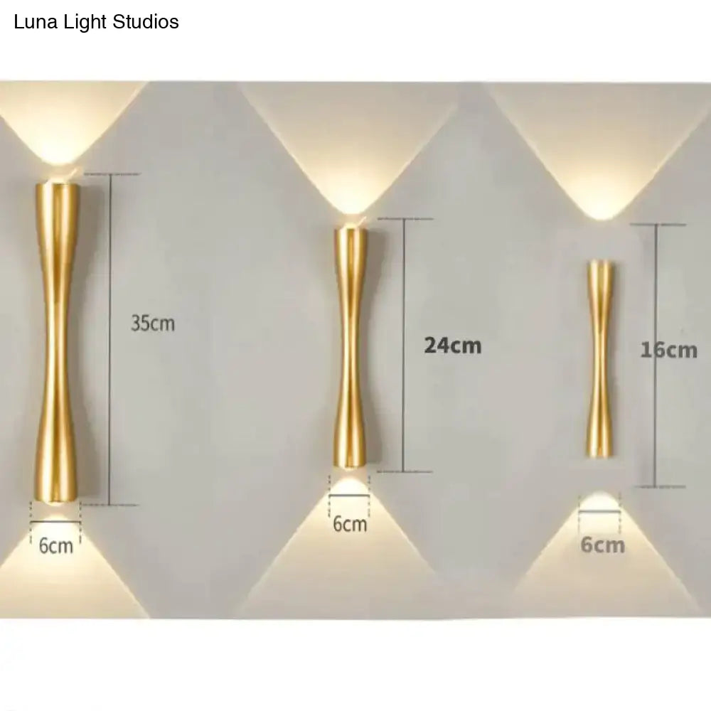 Modern black curved wall sconce with gold-colored sleek metal design for outdoor waterproof porch lighting