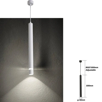 Modern black decorbites cylinder pipe pendant light with white cylindrical shade and adjustable length up to 1000mm