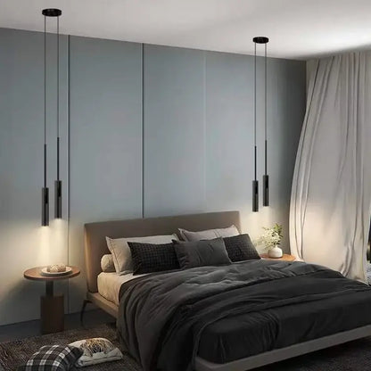 Modern black cylindrical pendant light with adjustable spotlight and matte finish ideal for bedroom decorbites black chandelier
