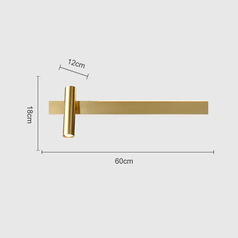 Modern black cylindrical wall light with gold minimalist horizontal bar, ideal as a decorbites copper wall light fixture
