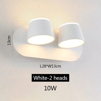 Modern black decorbites adjustable led wall lamp with two white cylindrical lampshades and sleek curved base wall lamp