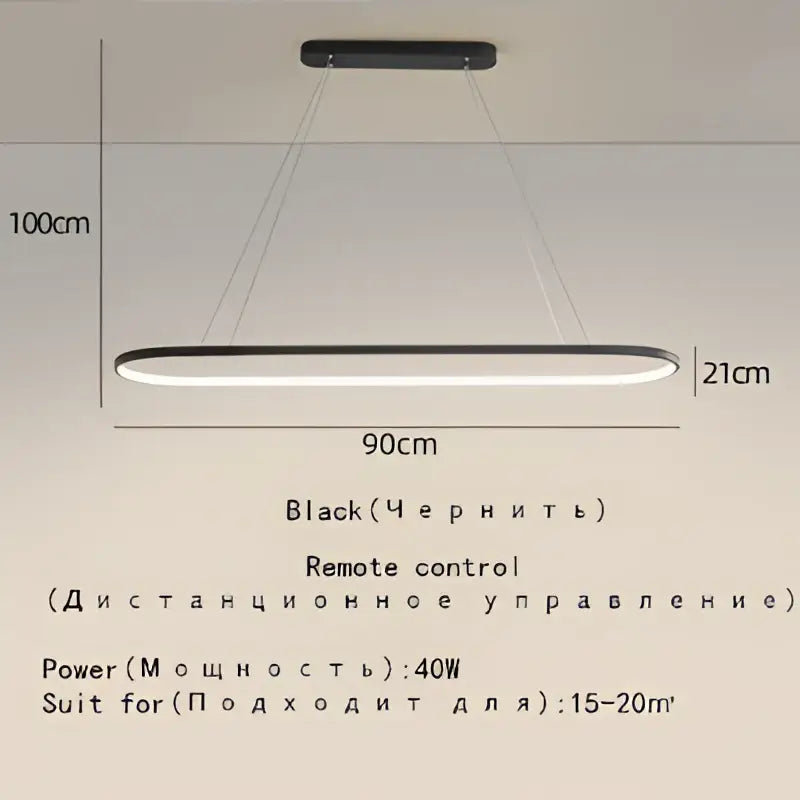 Modern black decorbites designer oval pendant lamp with sleek led ceiling light and remote control functionality for dining room