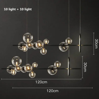 Modern black decorbites glass ball g9 led chandelier with clear glass spheres and circular light fixtures for dining room