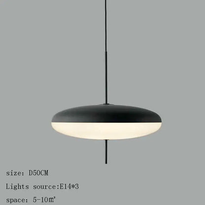 Modern black designer iron pendant light with sleek disc-shaped design and frosted glass diffuser for dining room decorbites designer iron pendant