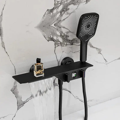 Modern black digital display shower mixer with matte finish and sleek handheld showerhead by decorbites digital display