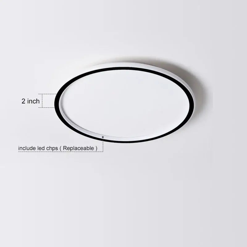 Modern black and white oval ceiling light with replaceable led chips dimmable led ring ceiling light for living room