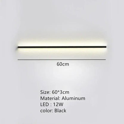 Black aluminum dimmable long wall lamp by decorbites with sleek modern design for bedroom ambient lighting decor